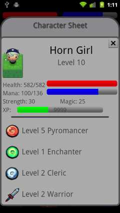 hero character sheet