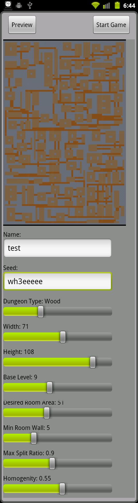 dungeon generation options